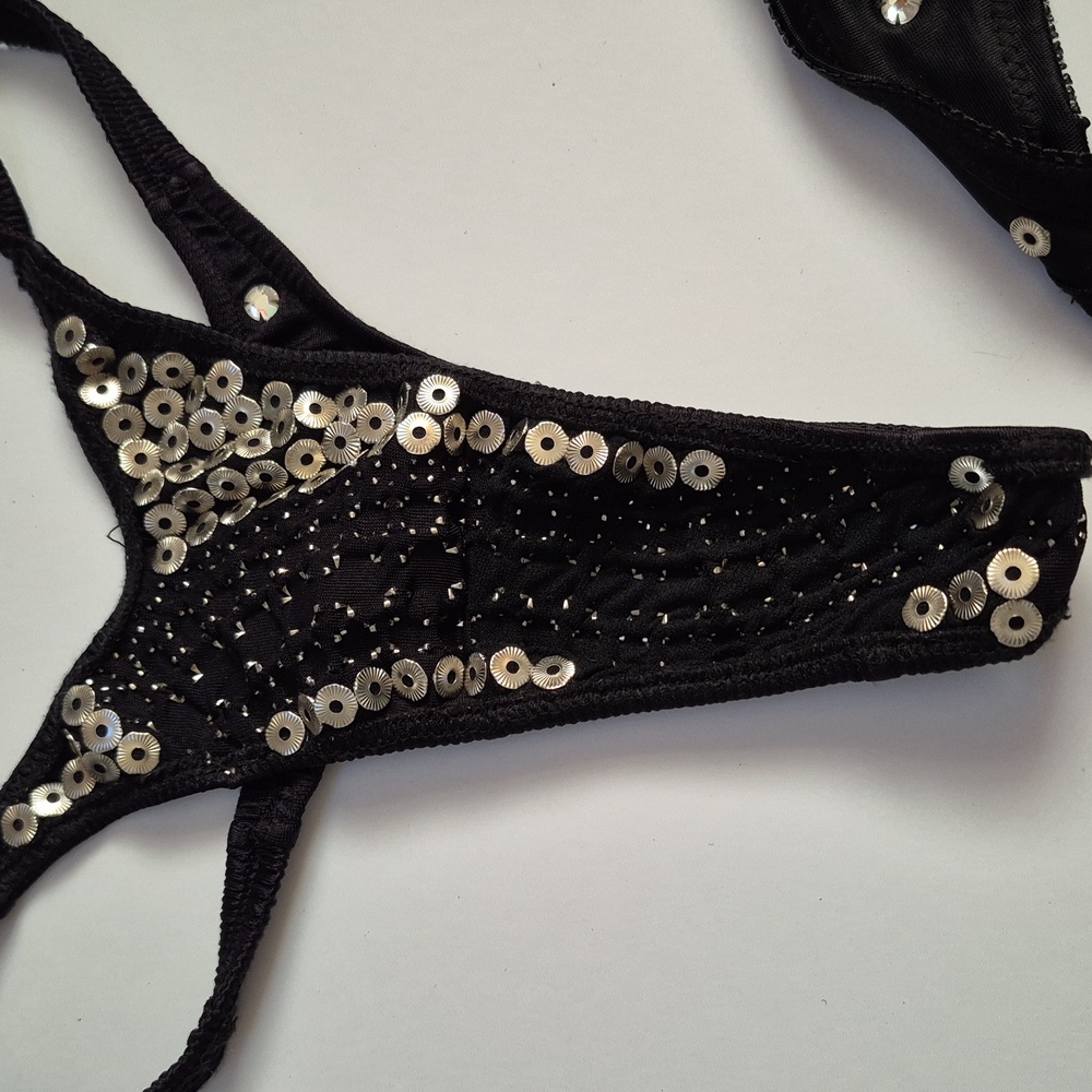 Metal Studded Handmade Vintage Heavy Quality Bra Panties Biker BDSM OOAK Goth - Picture 9 of 14